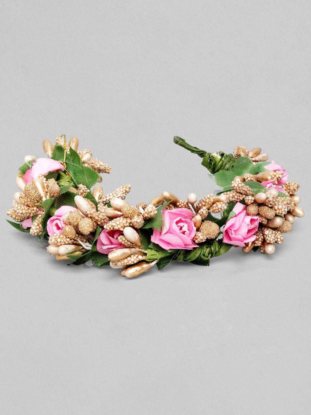 Rubans Women Pink & Gold-Toned Floral Hair Accessory