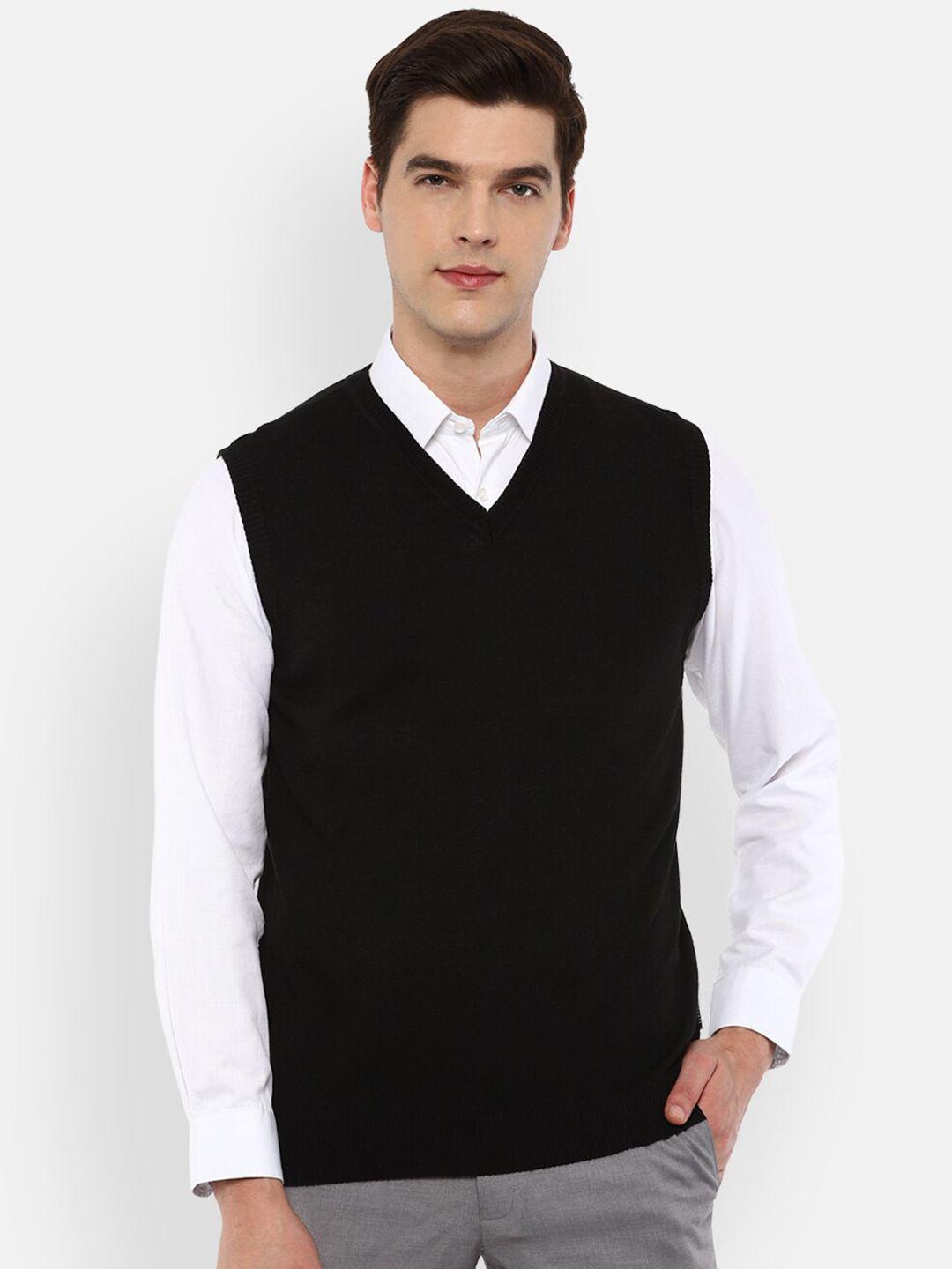van-heusen-men-black-solid-sweater