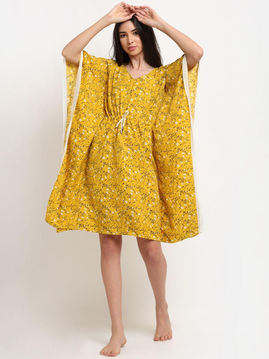 erotissch-women-yellow-printed-kaftan-nightdress