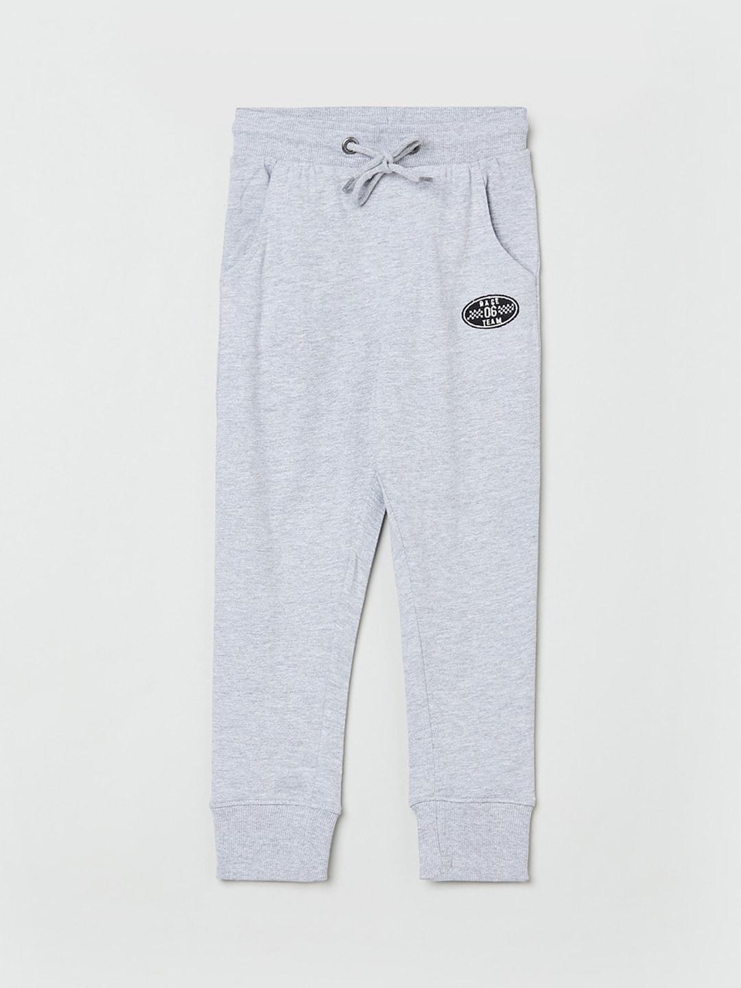 max Boys Grey Joggers Pure Cotton Trousers