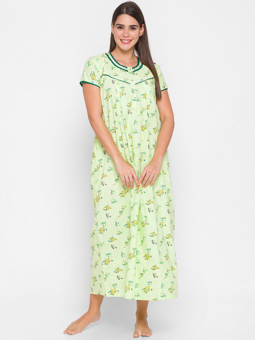 av2-green-&-yellow-floral-printed-pure-cotton-maxi-nightdress
