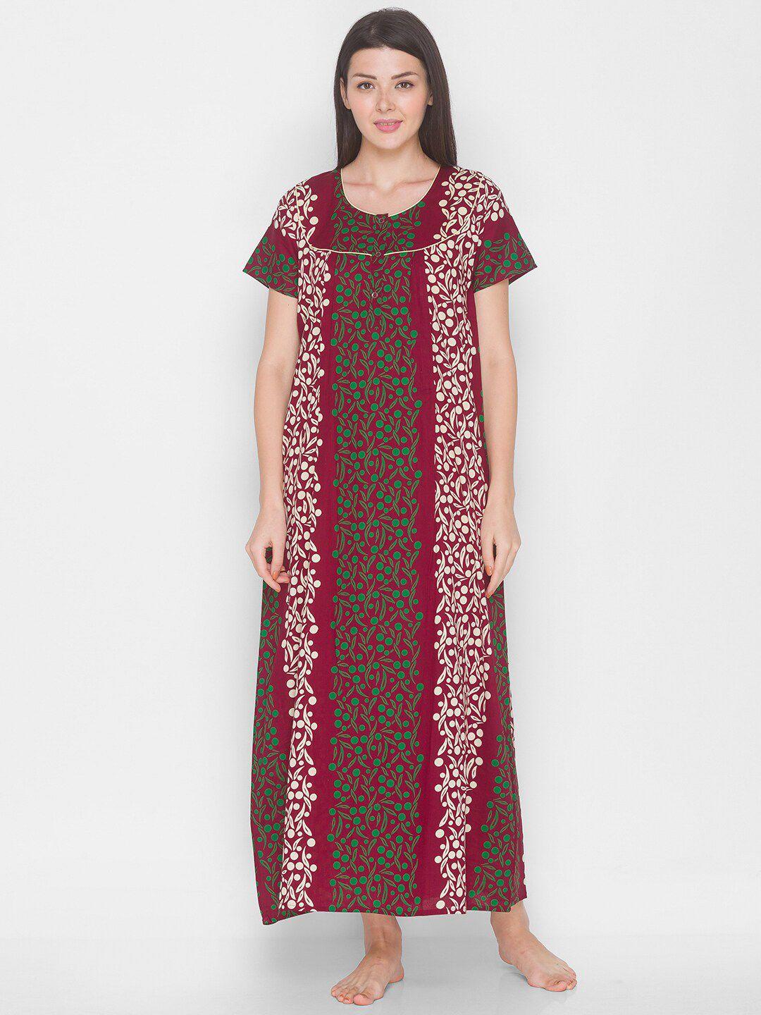 av2-women-maroon-printed-pure-cotton-nightdress