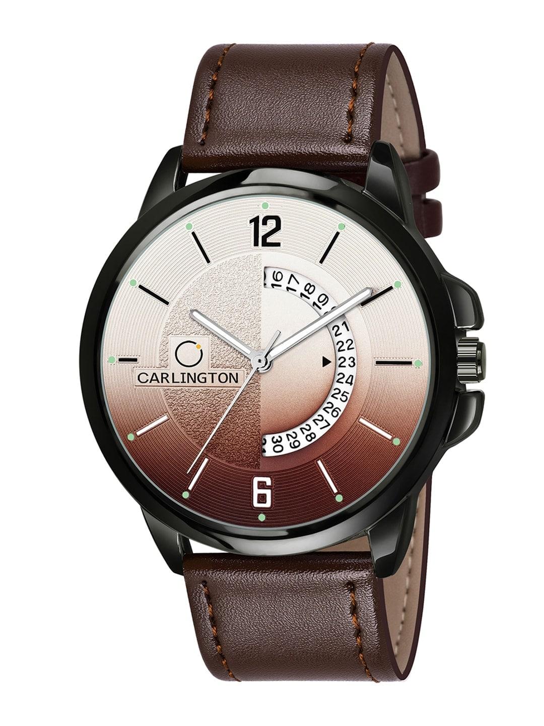 carlington-men-brown-alloy-dial-&-brown-straps-analogue-watch-ct1030-brown