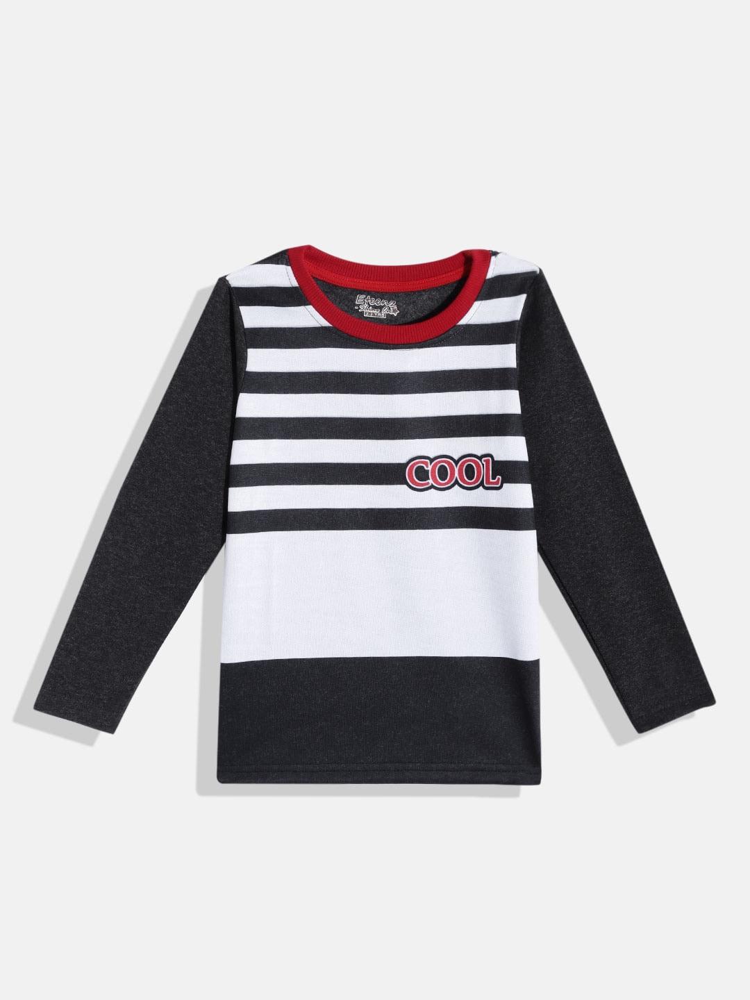 Eteenz Boys Charcoal Black Striped Sweatshirt
