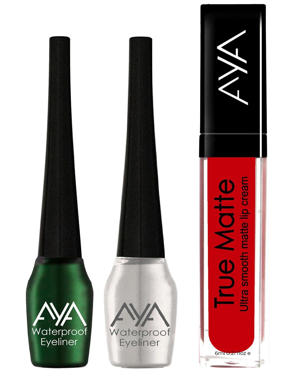 AYA Set of 2 Long Lasting Waterproof Smudeproof  Eyeliner with Lipstick