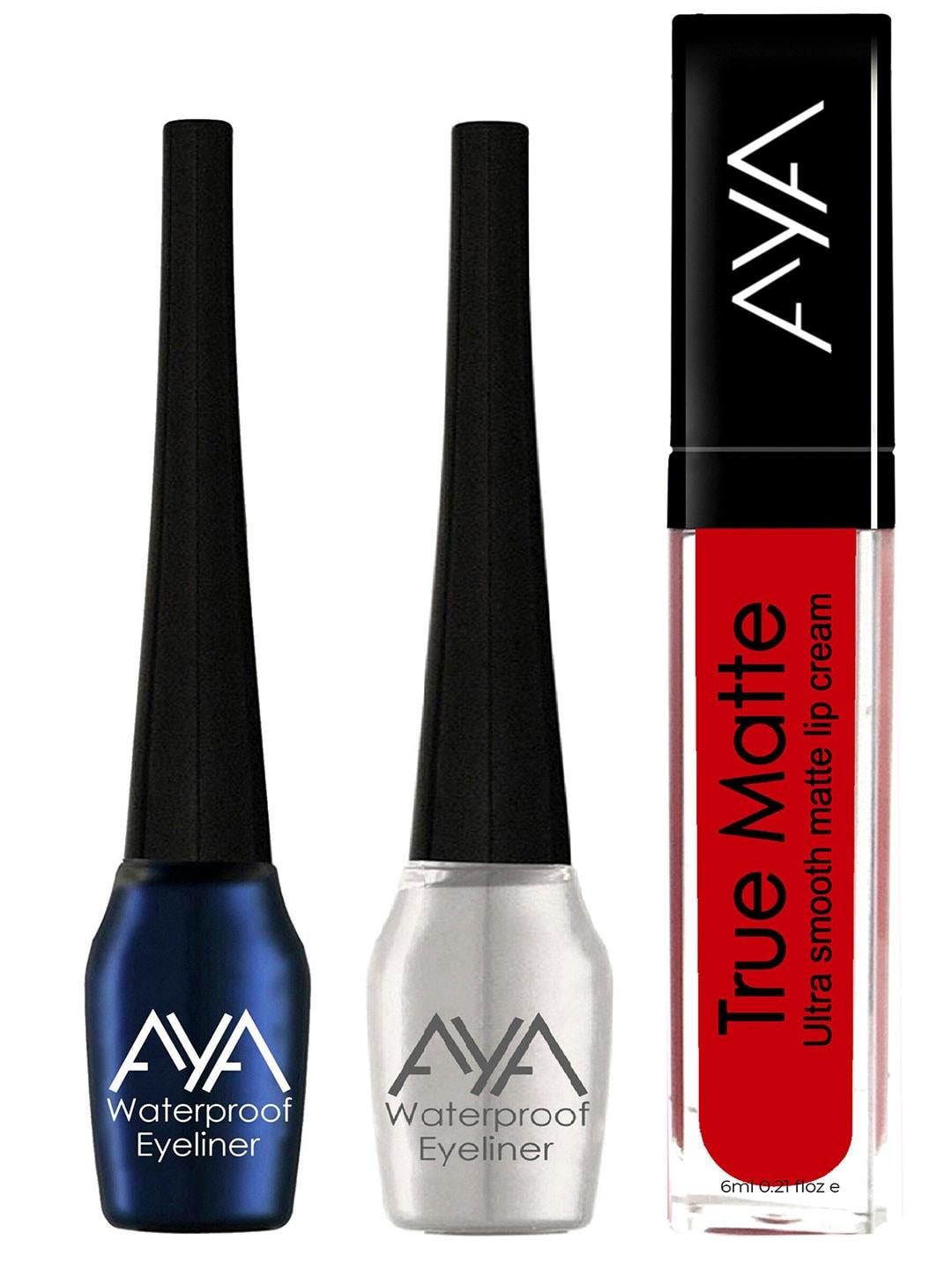 AYA Set of 2 Long Lasting Waterproof Smudeproof  Eyeliner with Lipstick