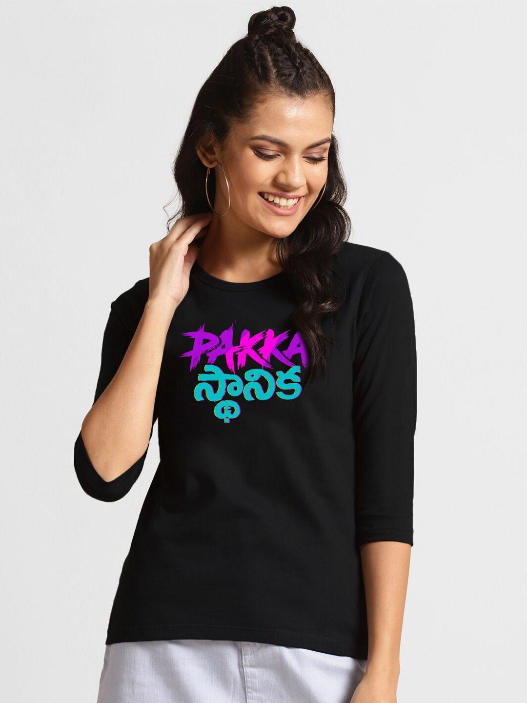 bewakoof-women-black-&-pink-pakka-local-printed-t-shirt