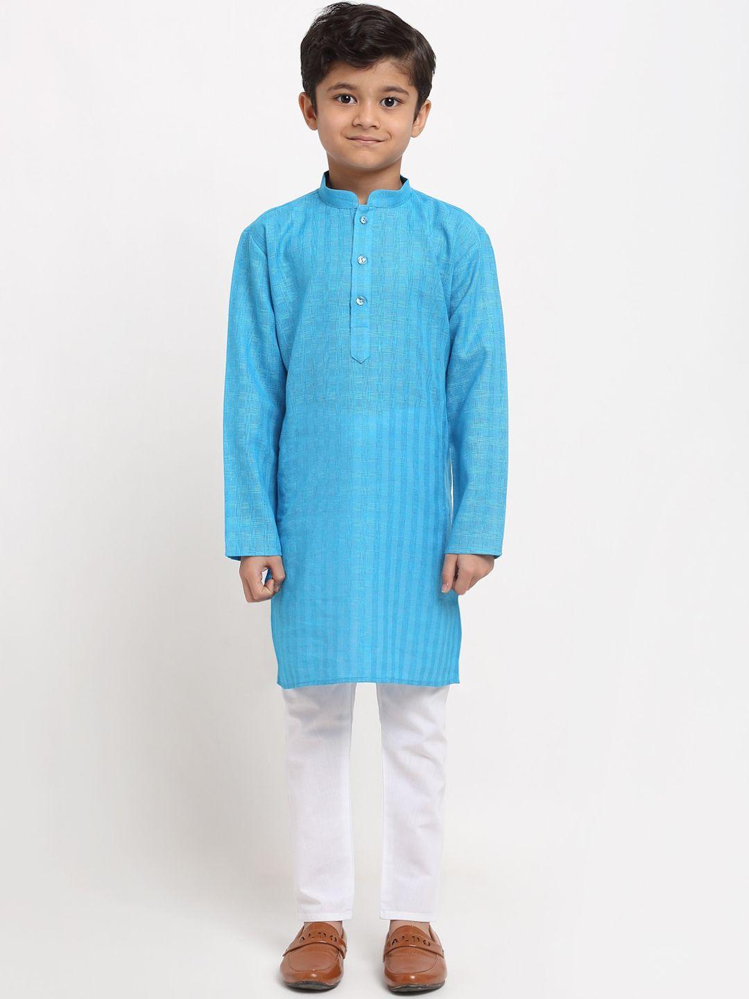 KRAFT INDIA Boys Turquoise Blue Woven Design Kurta