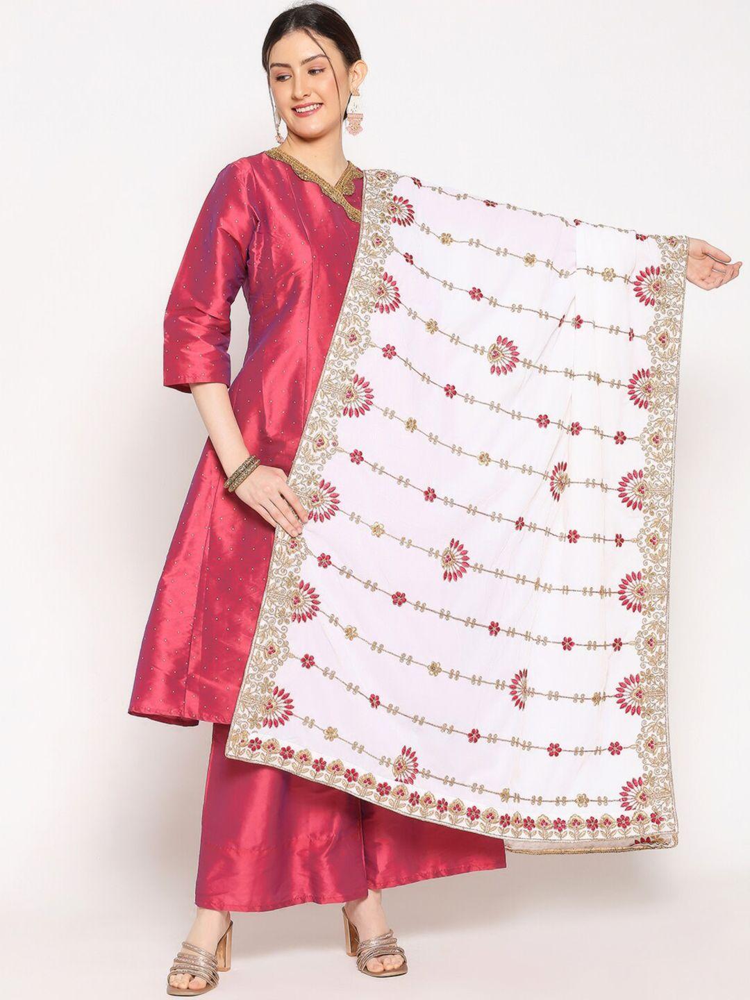 dupatta-bazaar-white-&-pink-ethnic-motifs-embroidered-velvet-dupatta-with-zari