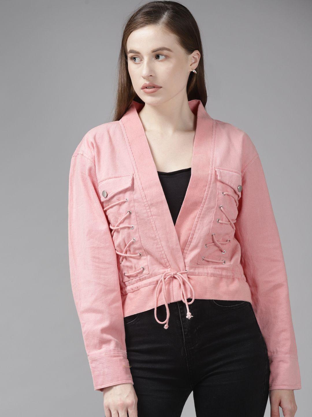 the-dry-state-women-pink-corduroy-crop-open-front-jacket