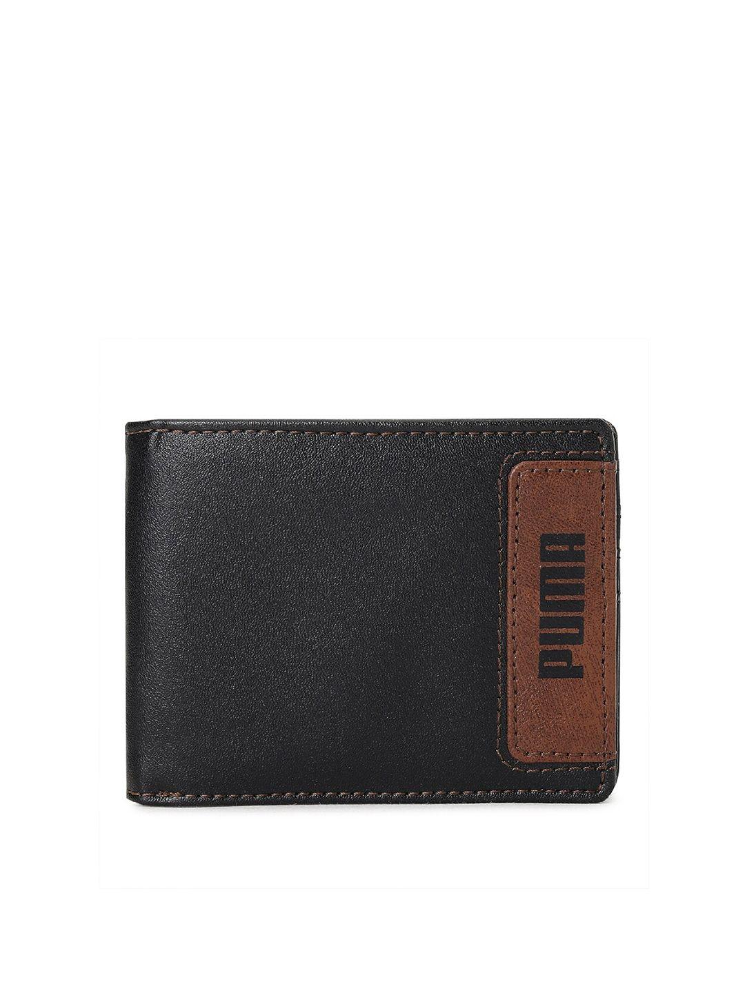 puma-men-black-&-brown-geometric-two-fold-wallet