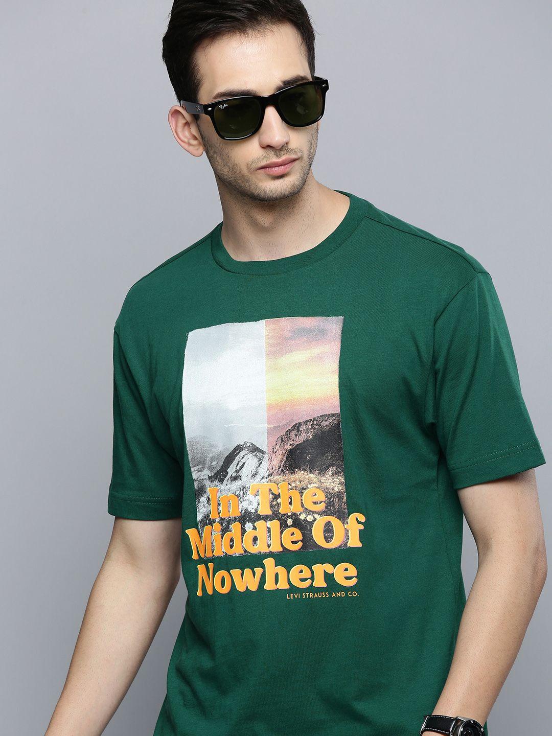 levis-men-green-printed-t-shirt