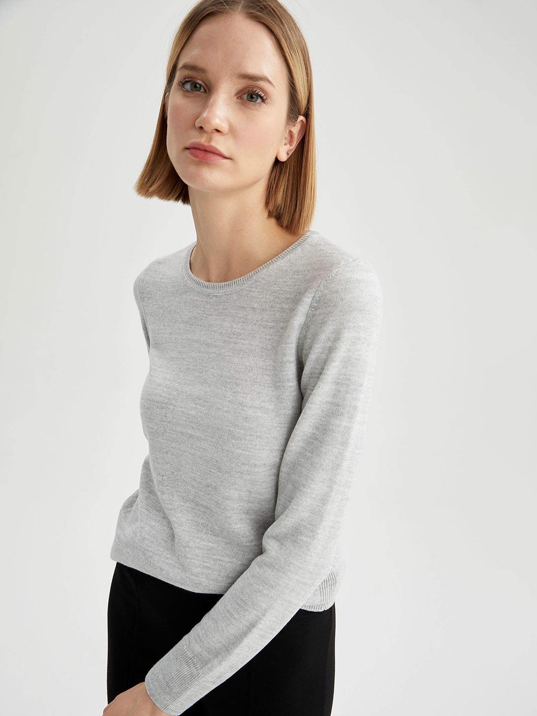 defacto-women-grey-speckled-acrylic-pullover