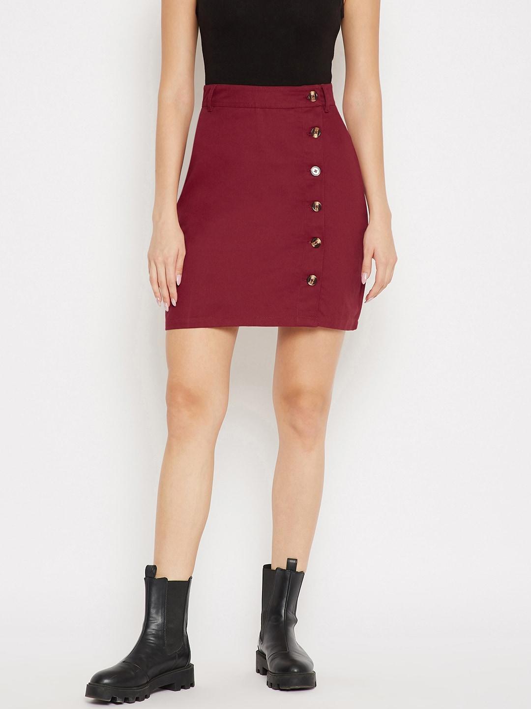 uptownie-lite-women-maroon-stretchable-denim-knee-length-skirt