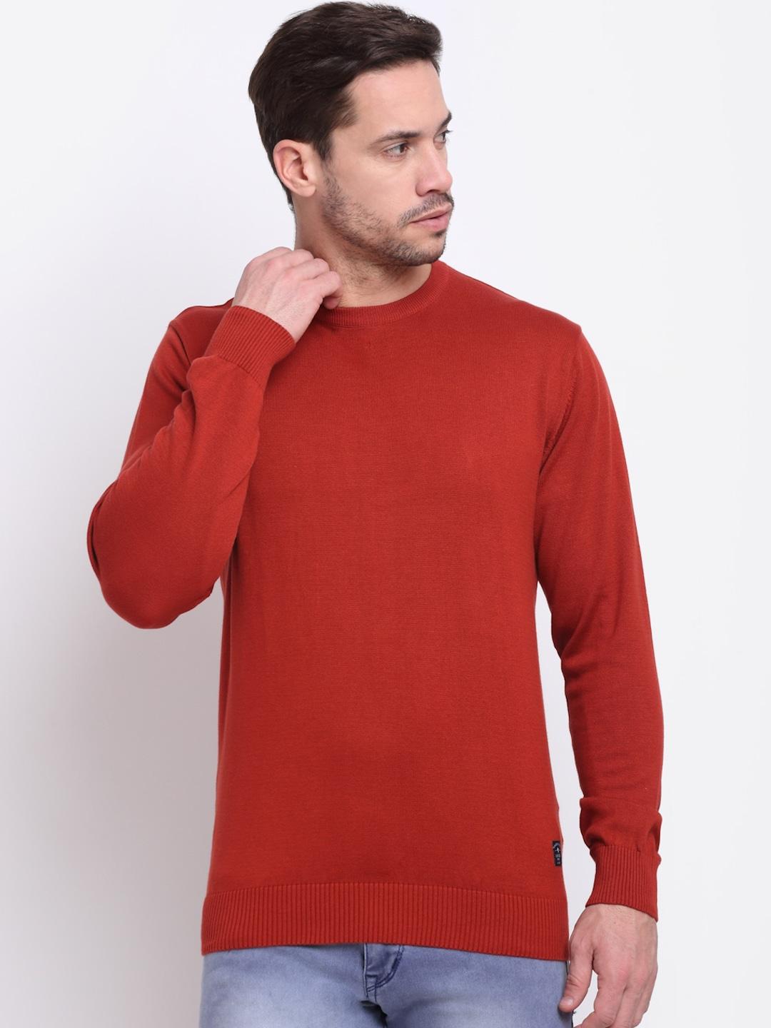 Cantabil Men Rust Solid Sweatshirt
