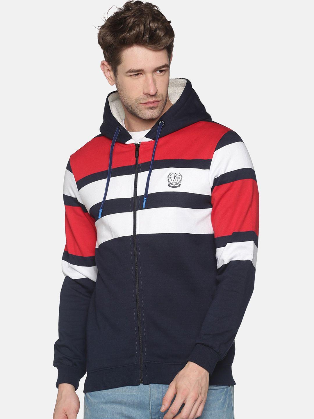 showoff-men-navy-blue-striped-hooded-sweatshirt