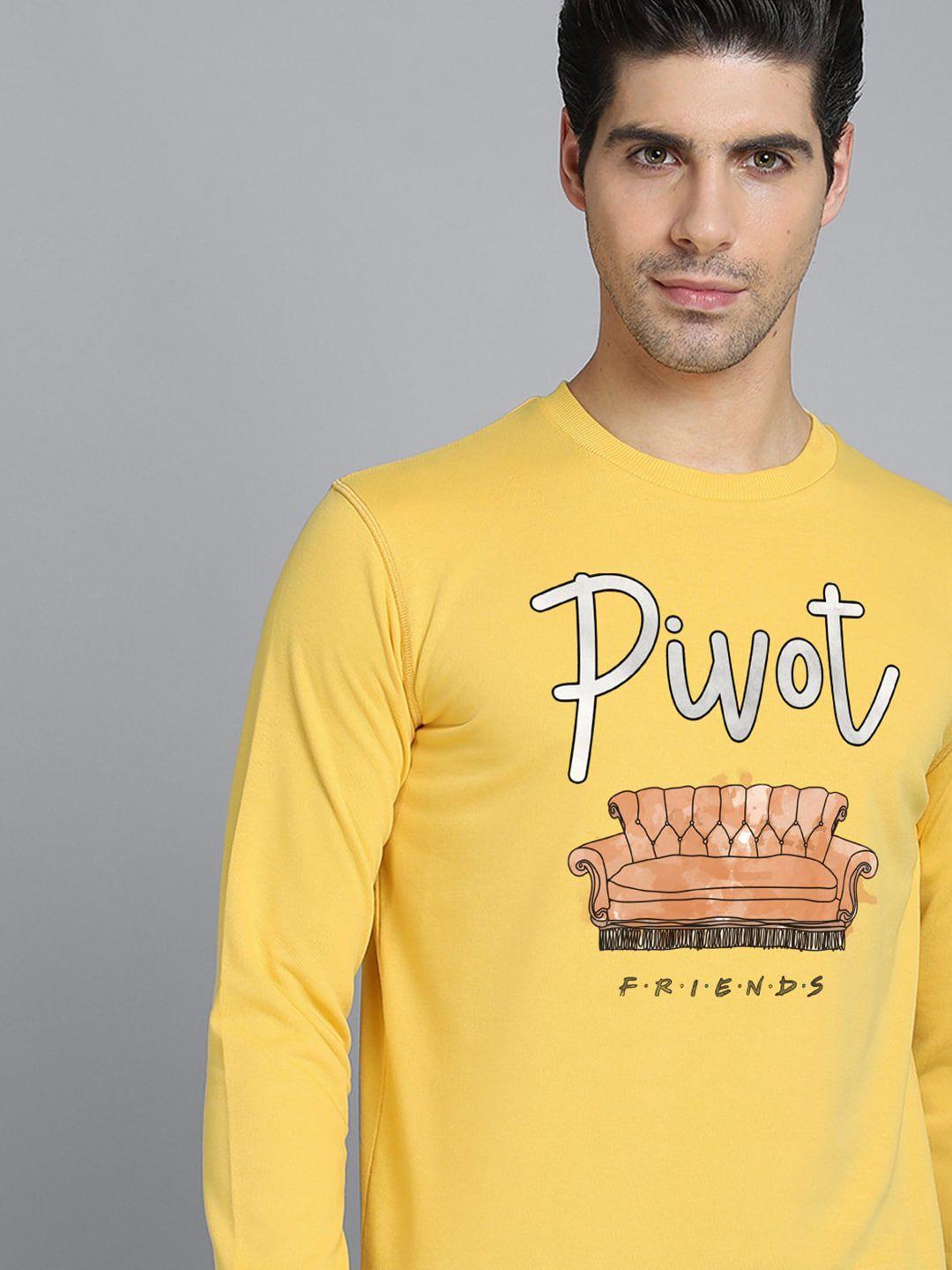 free-authority-men-yellow-&-brown-friends-printed-sweatshirt
