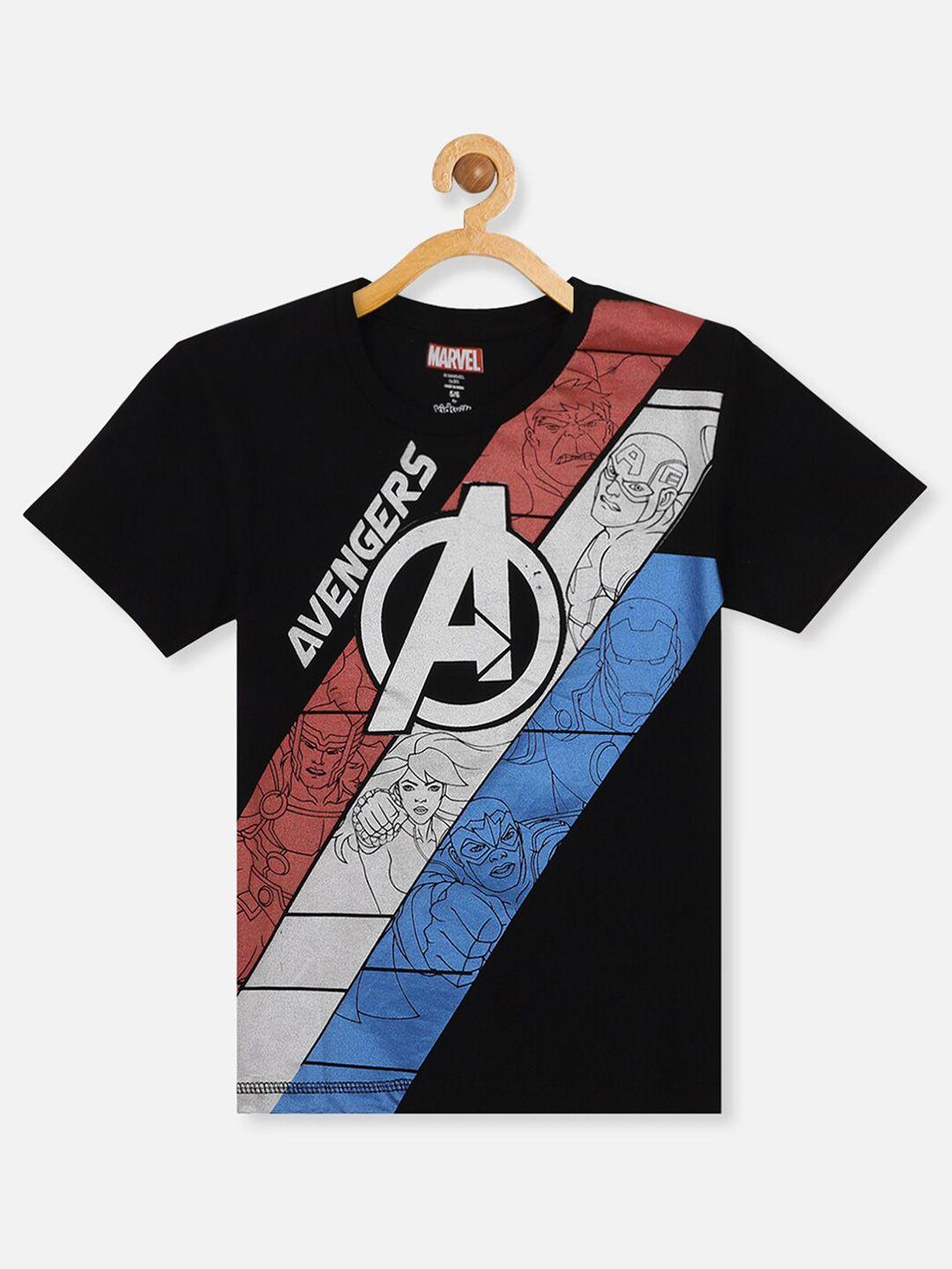 Kids Ville Boys Black Avengers Printed T-shirt