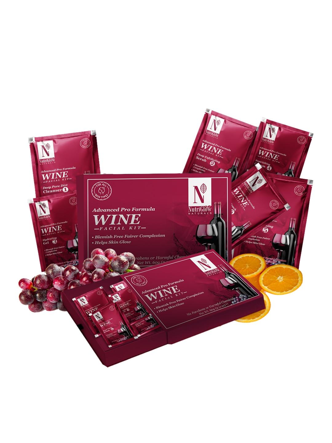 NutriGlow Naturals Sustainable Set of 2  Wine Facial Kit for Blemish Free 60gm each