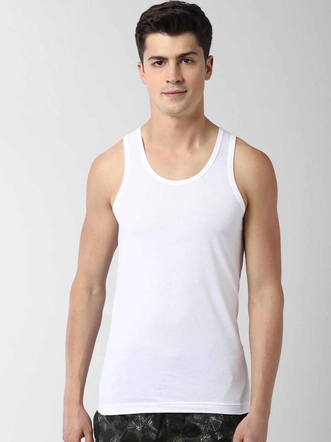 Peter England Men Pack Of 2 White Solid Pure Cotton Innerwear Vests