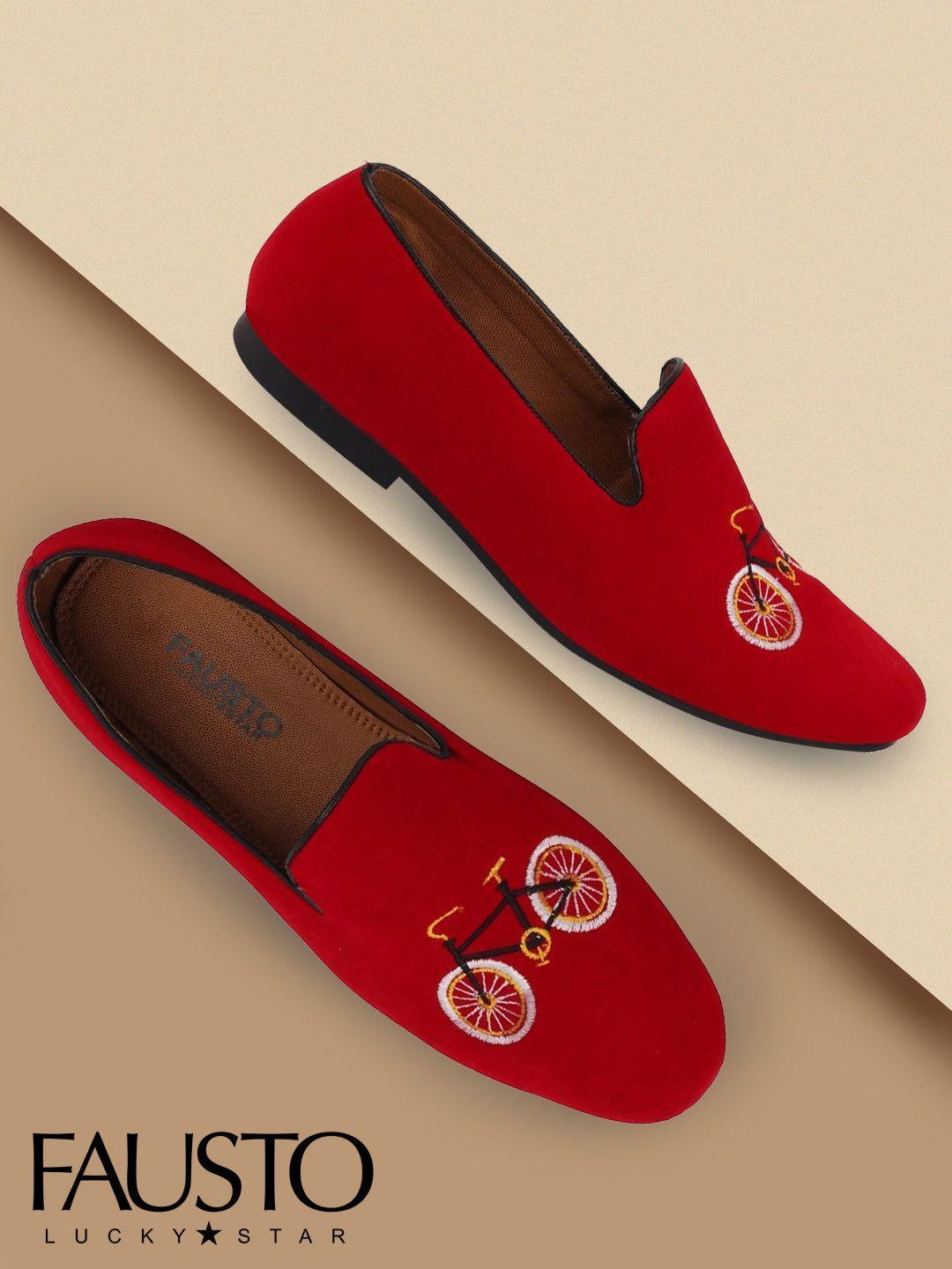 fausto-men-red-&-white-embroidered-velvet-loafers