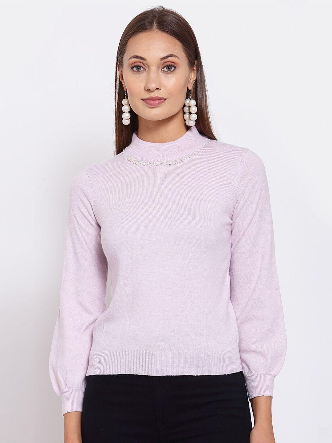 KLOTTHE Women Pink Woolen Pullover Sweater