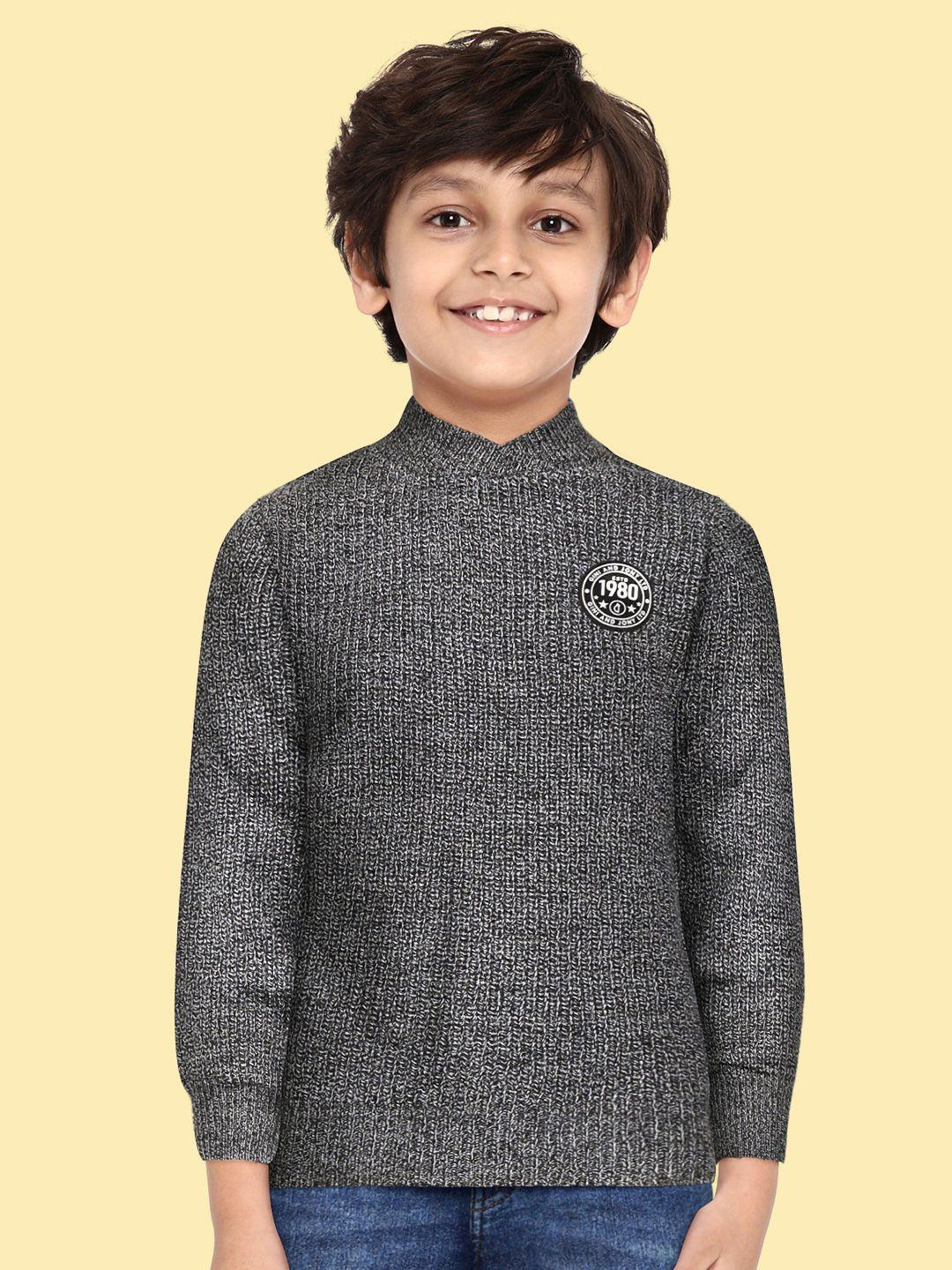 gini-and-jony-boys-charcoal-grey-solid-pullover-with-applique-detail