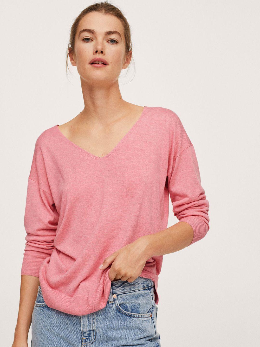 mango-women-pink-solid-pullover