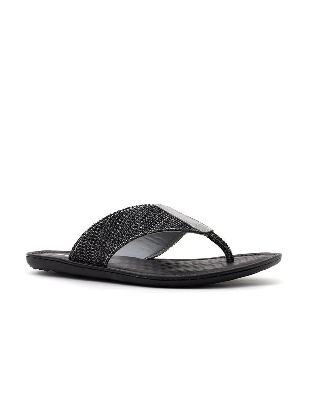 Khadims Men Grey & Black Comfort Sandals