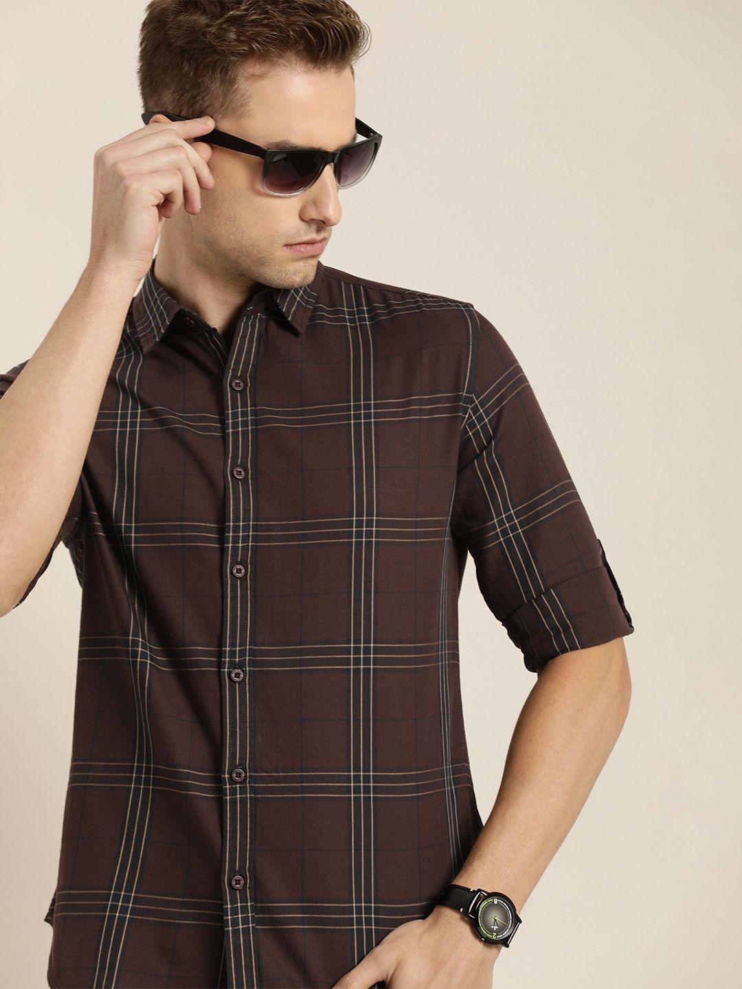 moda-rapido-men-brown-slim-fit-windowpane-checked-pure-cotton-sustainable-casual-shirt