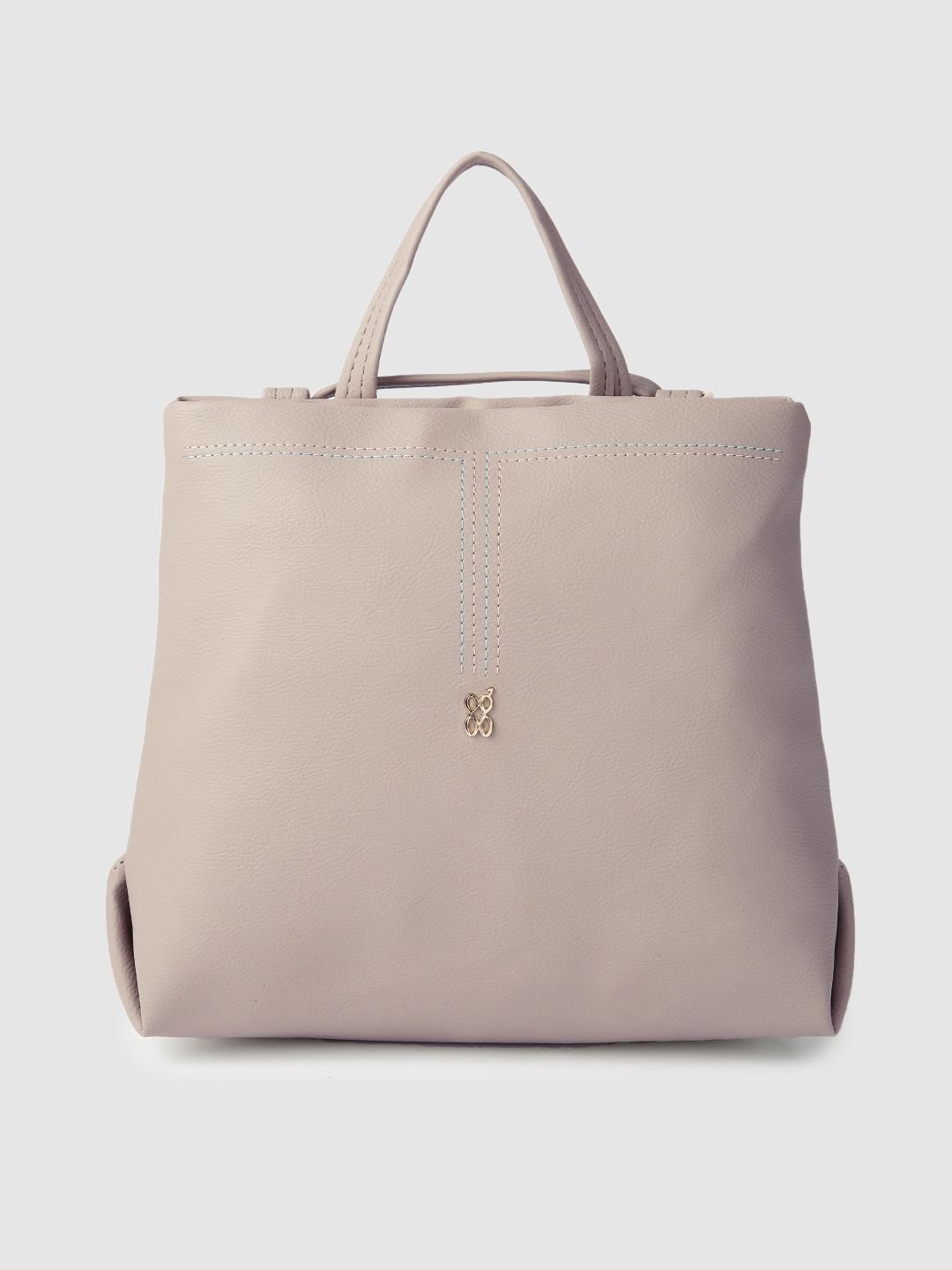 baggit-beige-solid-synthetic-regular-structured-handheld-bag-with-shoulder-straps