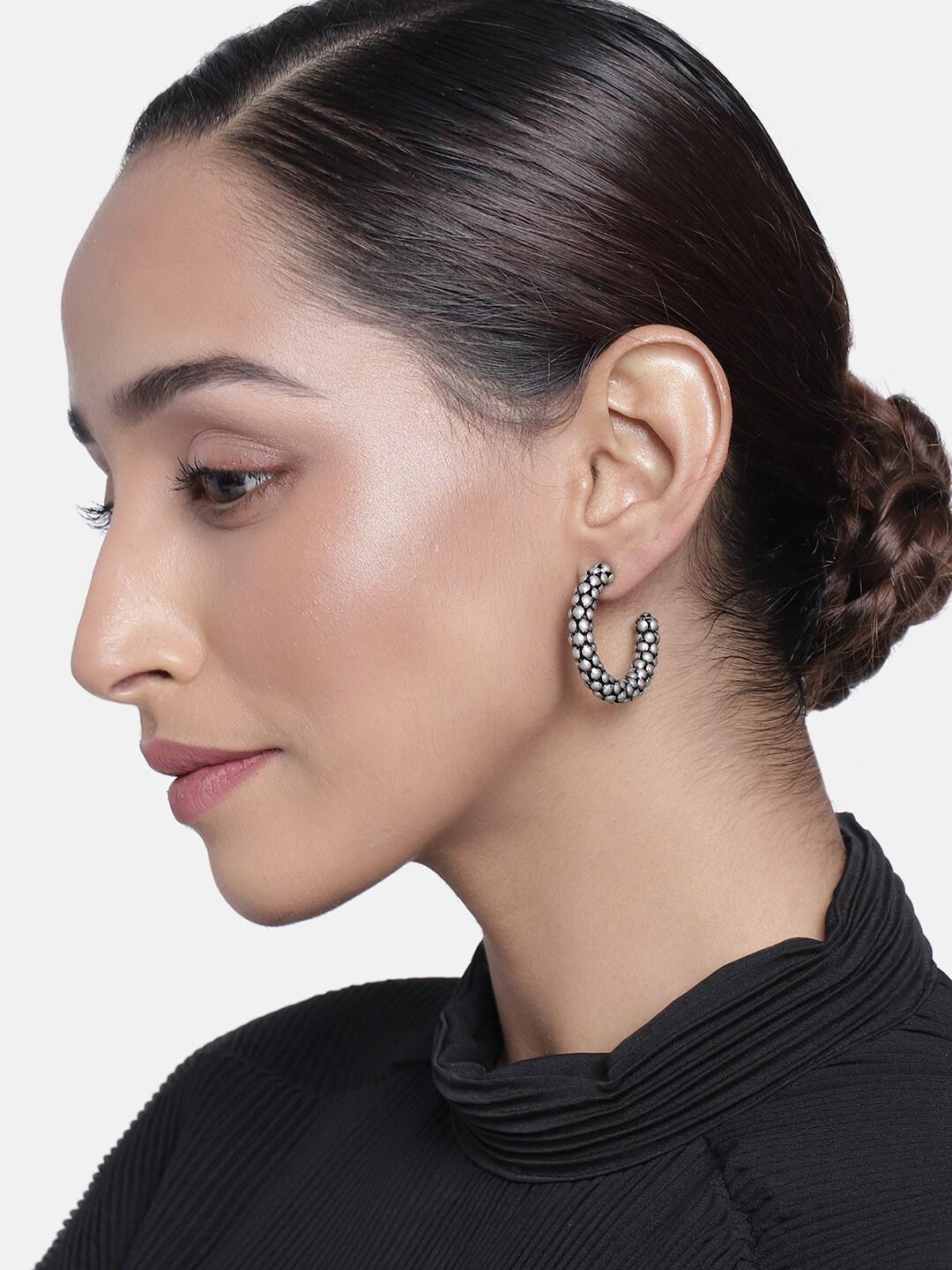 estele-women-silver-toned-contemporary-half-hoop-earrings