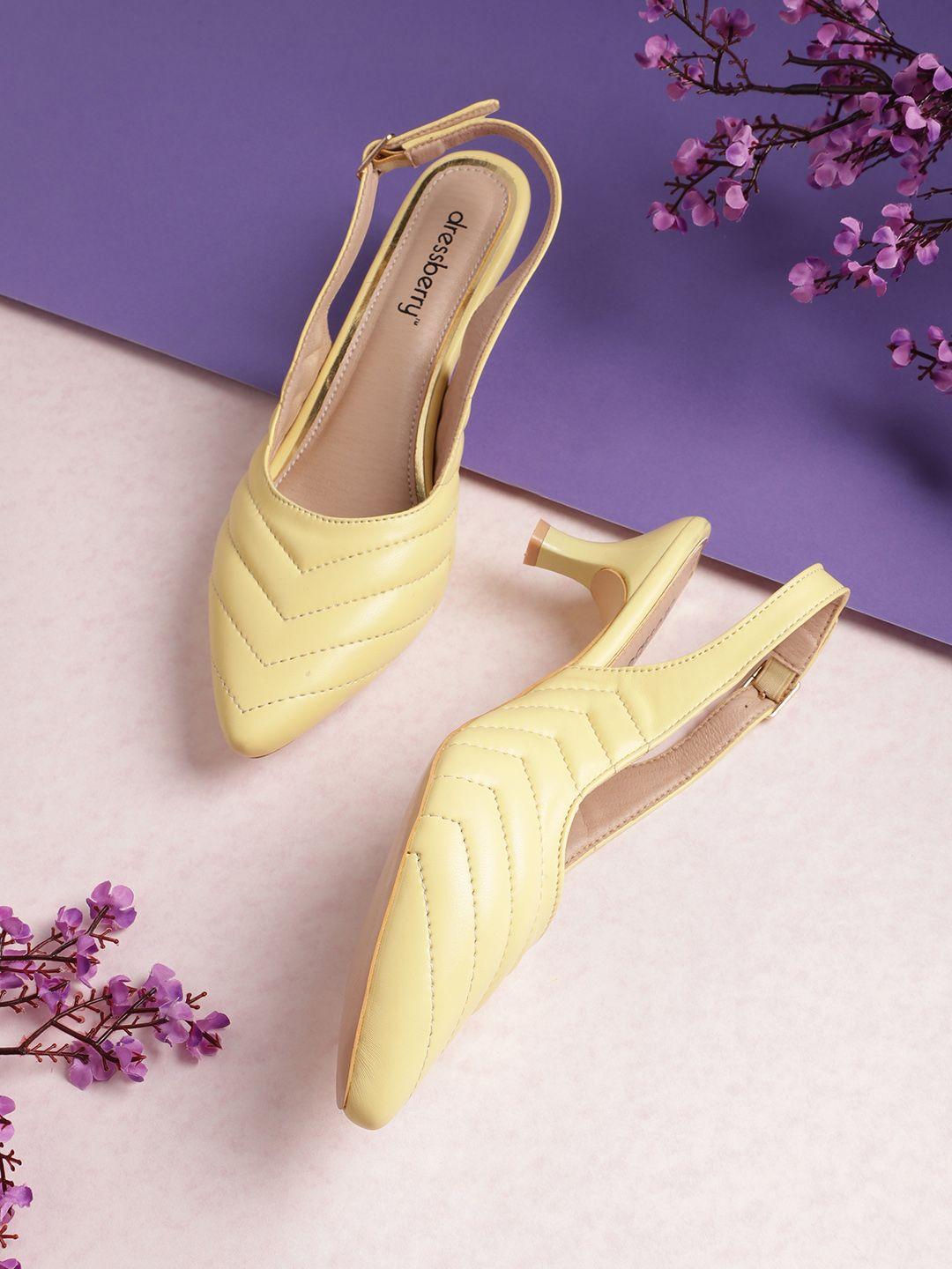 dressberry-women-yellow-solid-quilted-slim-heels