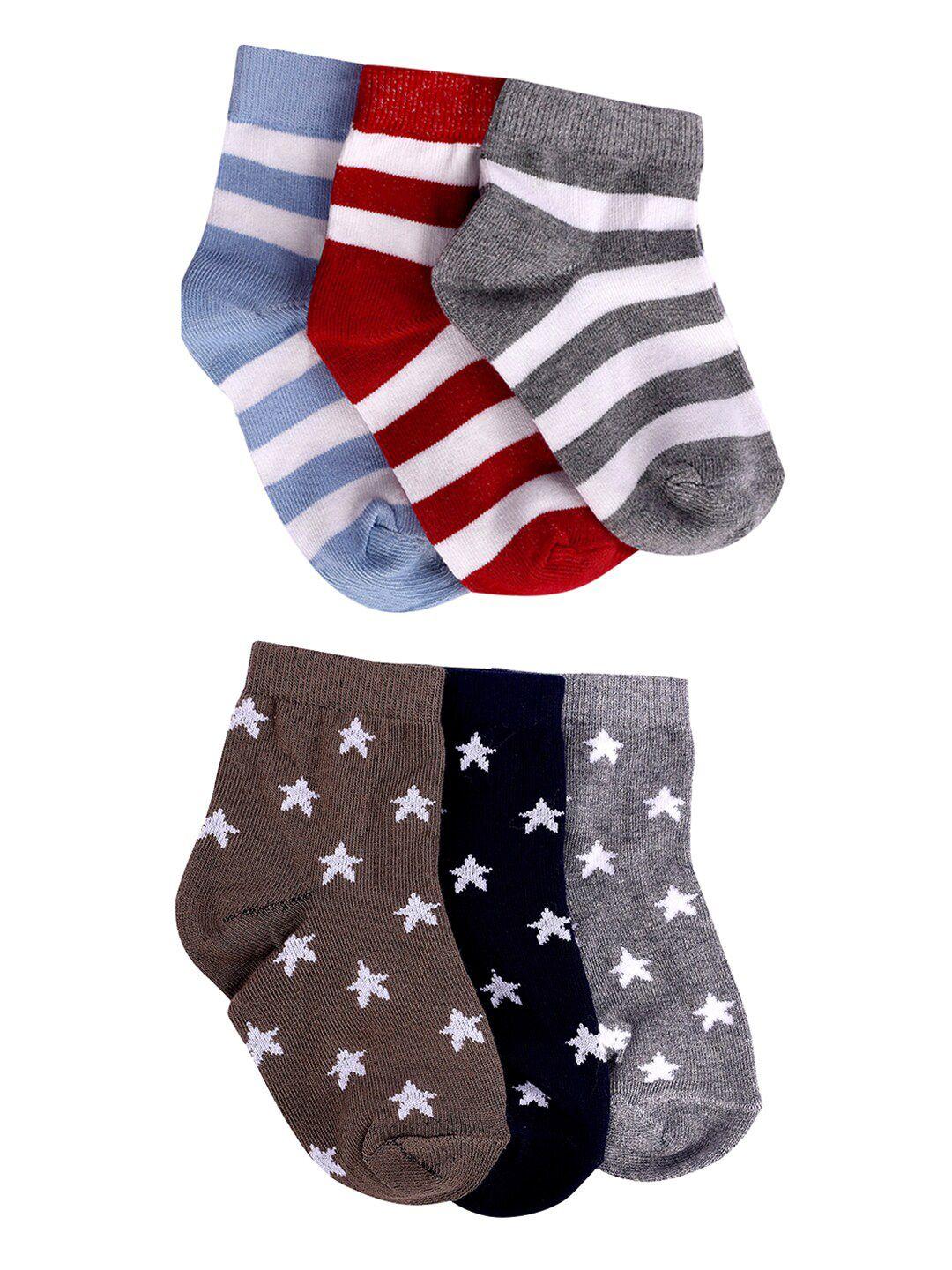 FOOTPRINTS Unisex Infants Grey & White Pack Of 6 Striped Socks