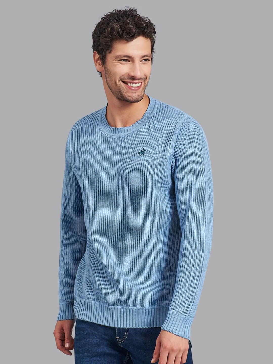 Beverly Hills Polo Club Men Blue Ribbed Pullover