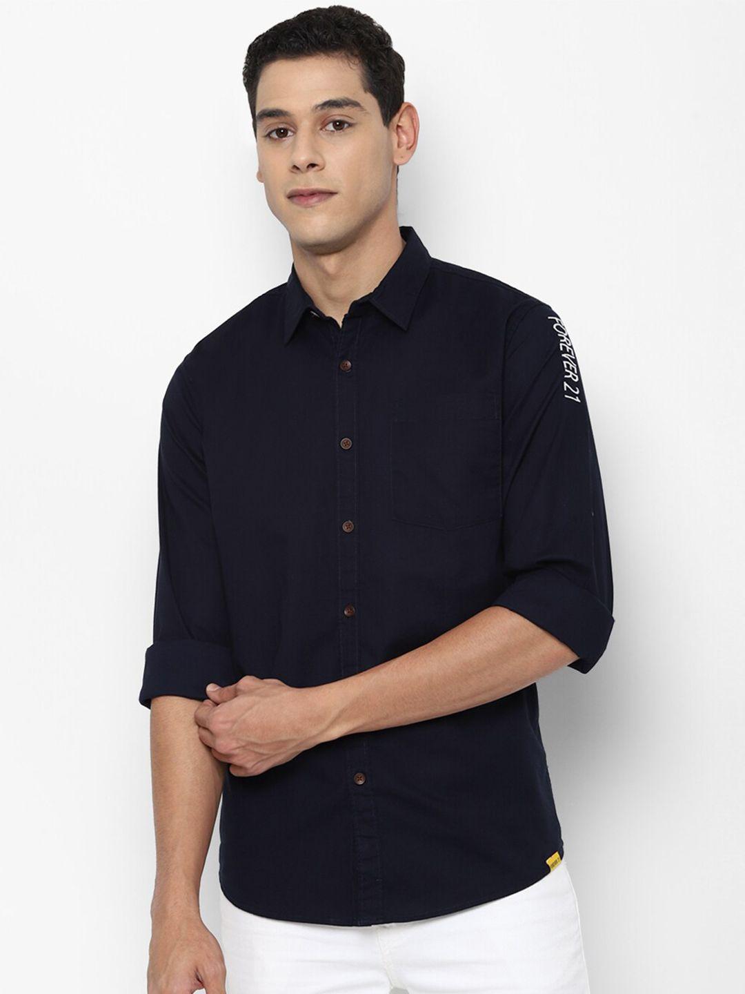 forever-21-men-navy-blue-slim-fit-opaque-pure-cotton-casual-shirt