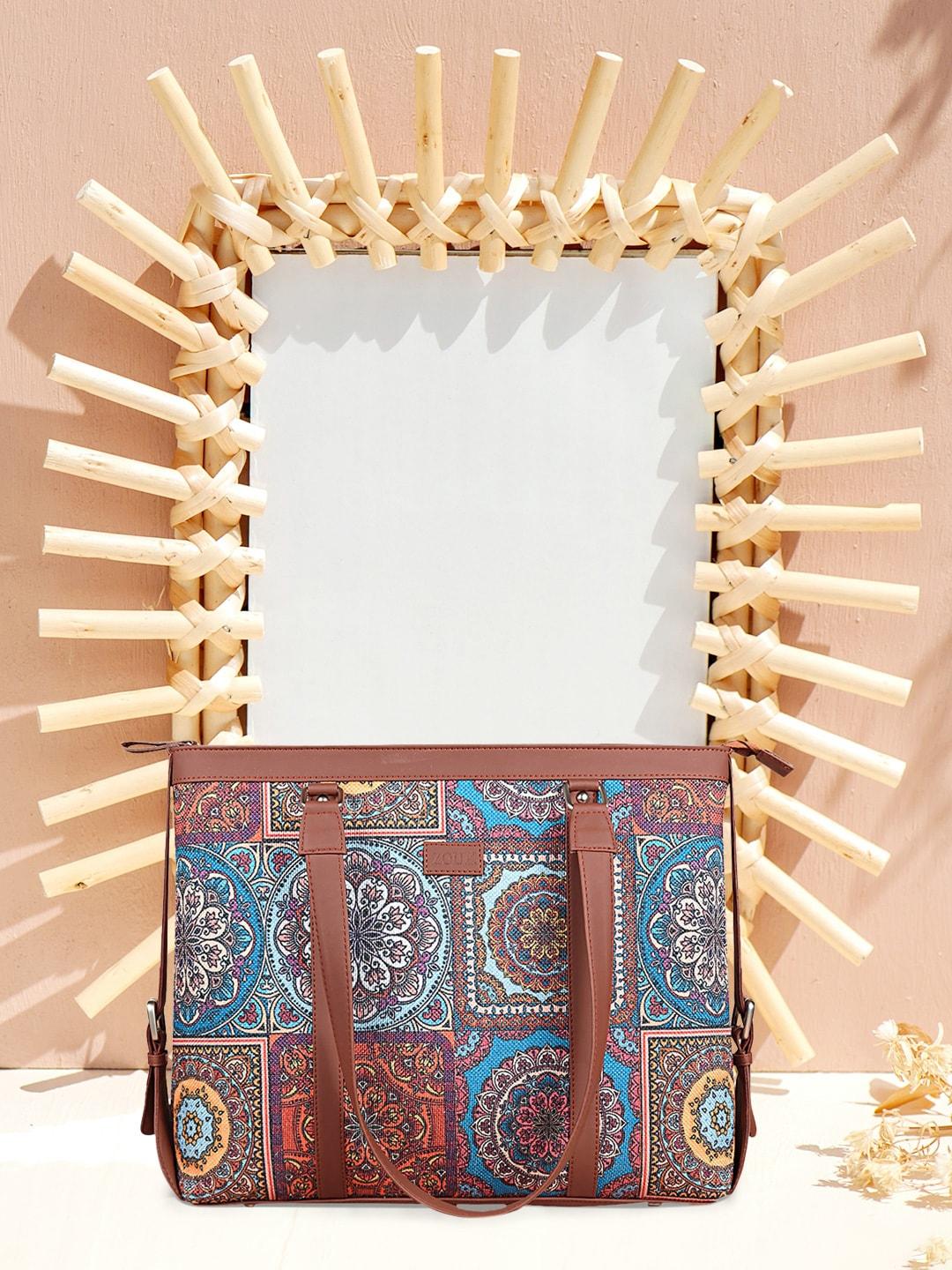 zouk-brown-ethnic-motifs-printed-laptop-structured-shoulder-bag