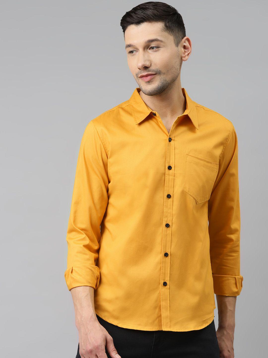 hubberholme-men-mustard-pure-cotton-casual-shirt