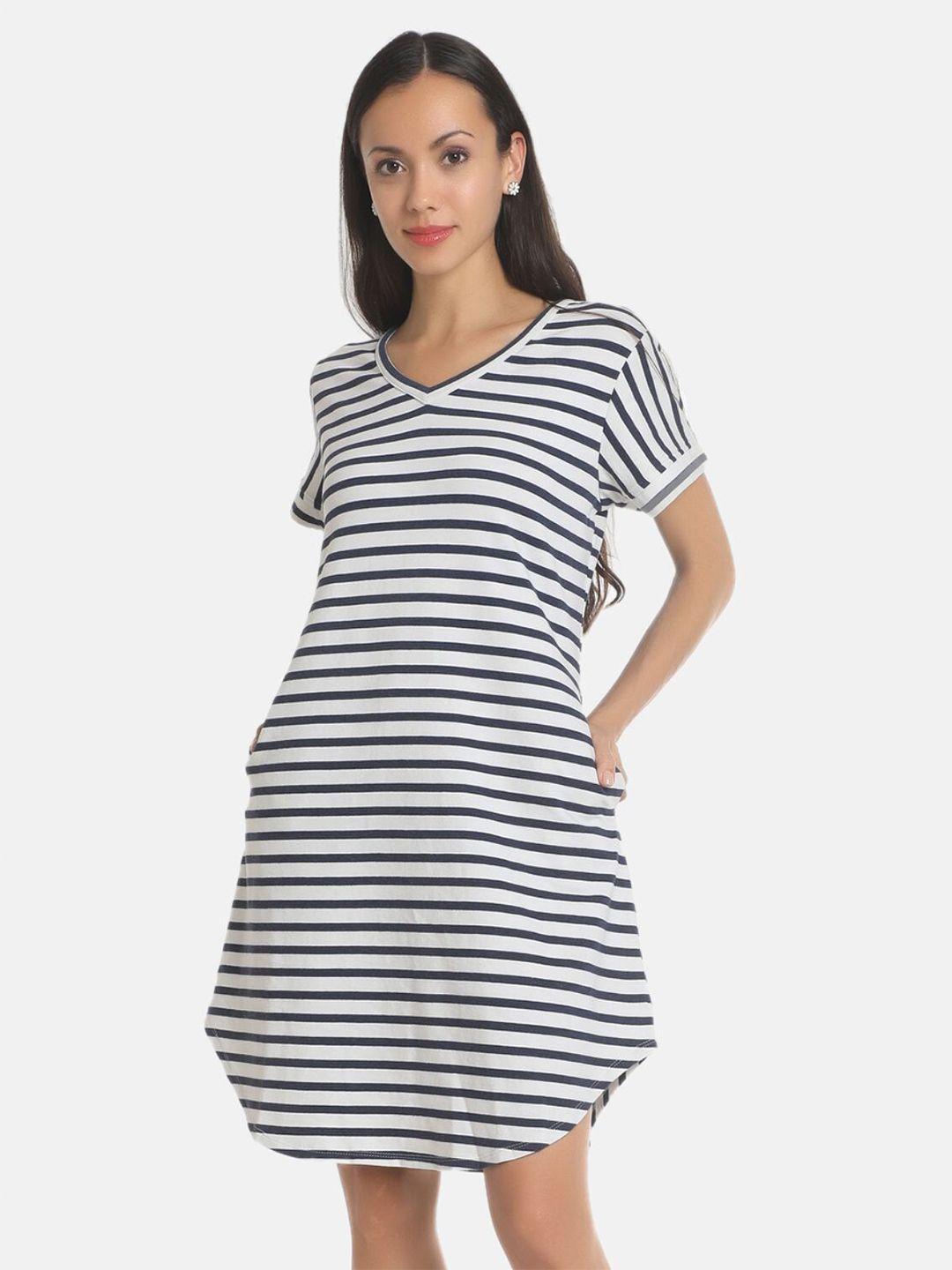 AARA Multicoloured Striped T-shirt Dress