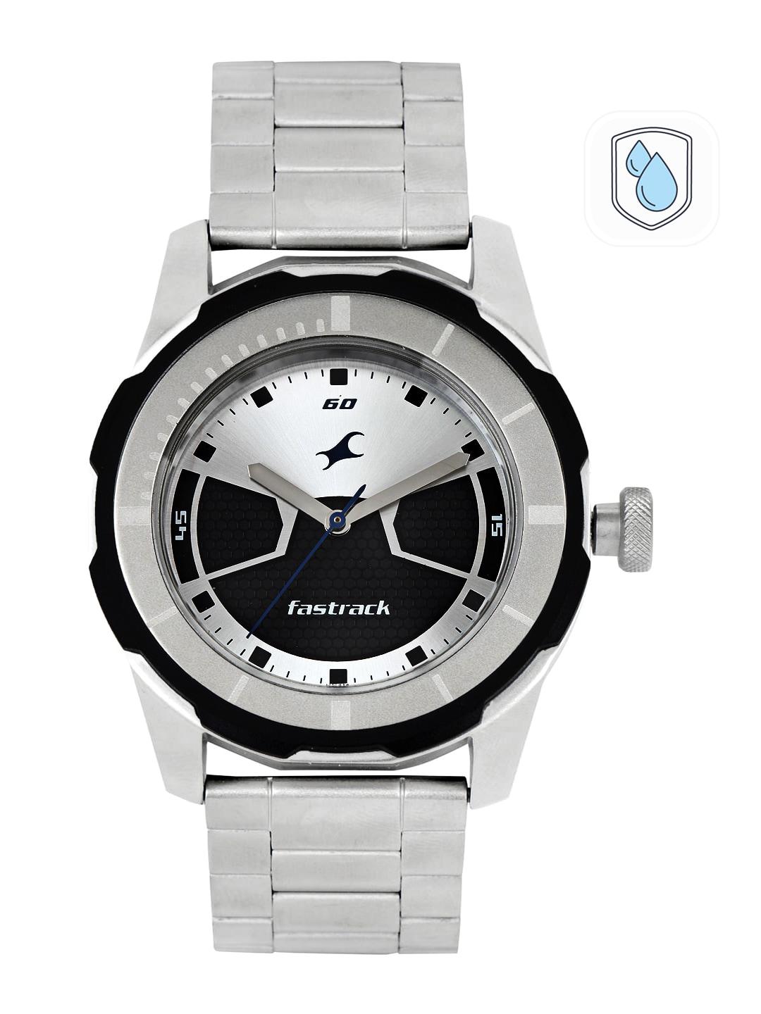 Fastrack Men Silver-Toned & Black Dial Watch 3099SM02