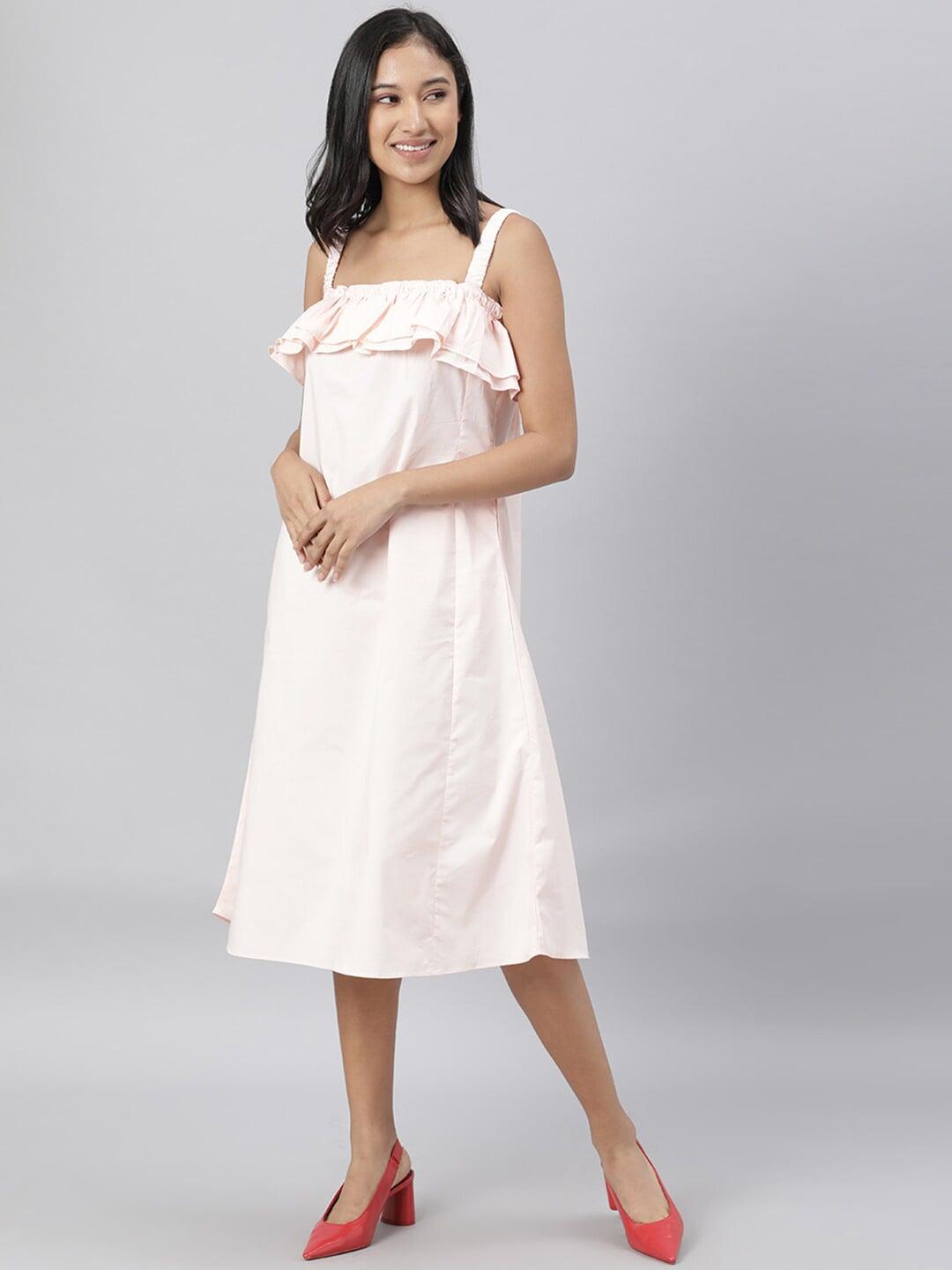 rareism-pink-solid-a-line-sleeveless-dress