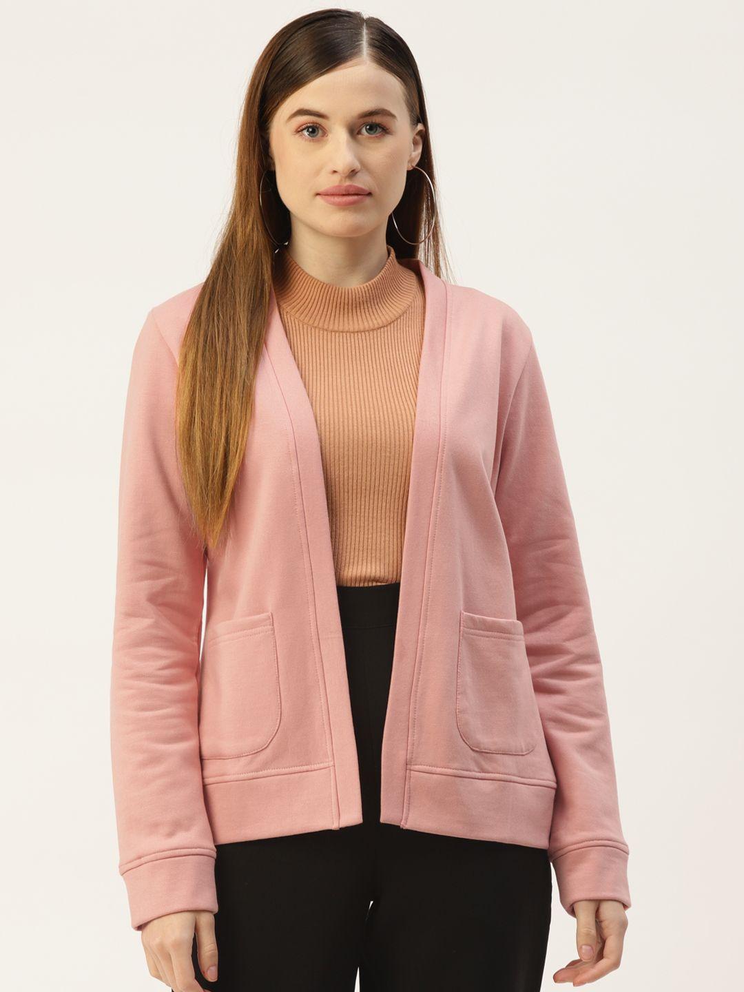 BRINNS Women Pink Solid Open Front Jacket