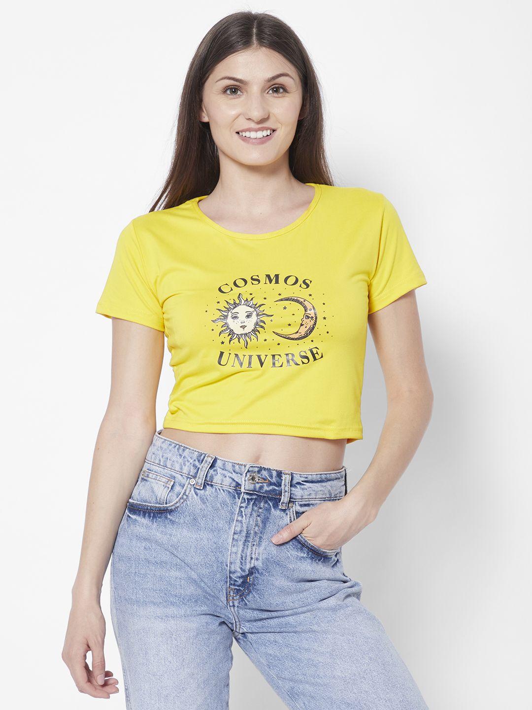 urbanic-women-yellow-typography-printed-slim-fit-crop-t-shirt