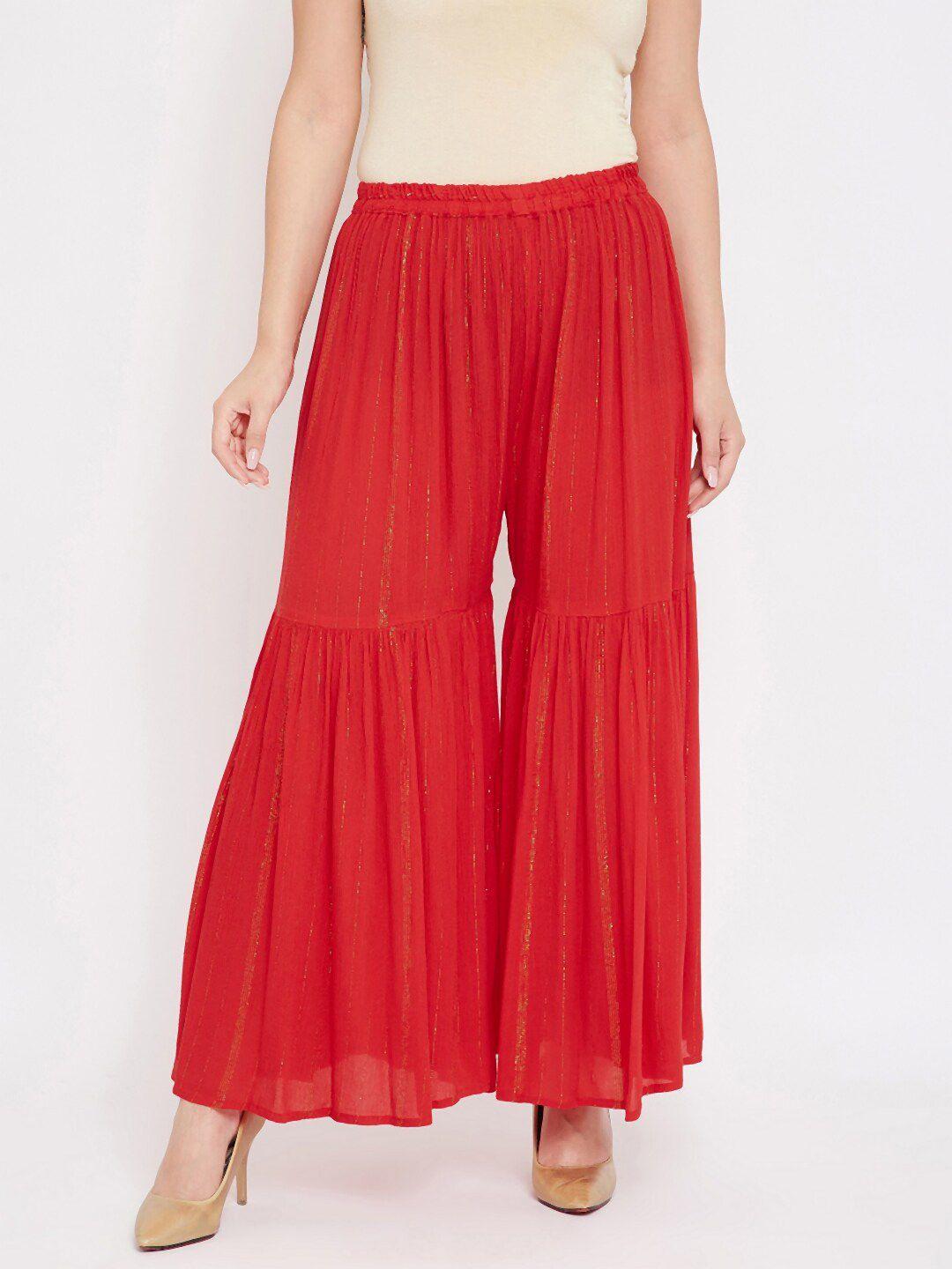 tulip-21-women-red-&-gold-toned-striped-flared-ethnic-palazzos