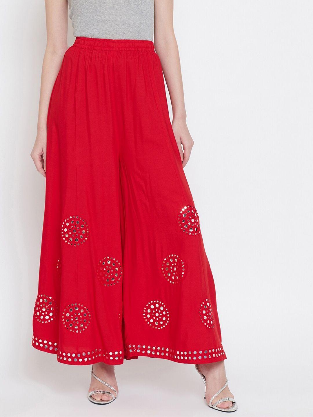 tulip-21-women-red-&-silver-coloured-mirror-work-flared-ethnic-palazzos