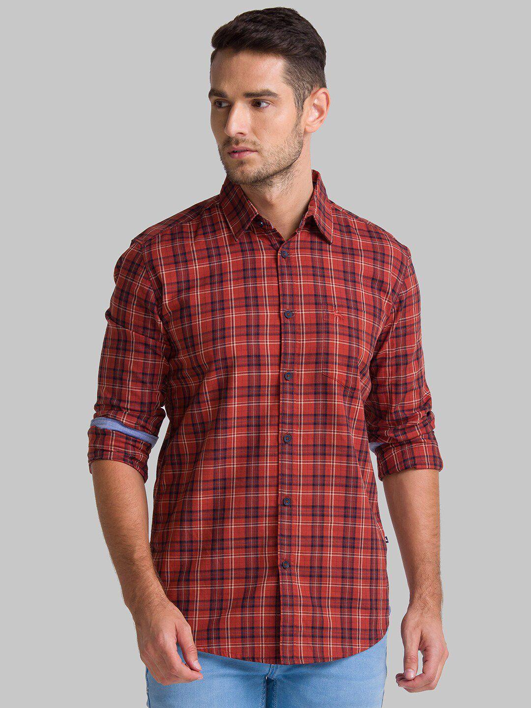 parx-men-red-slim-fit-tartan-checks-opaque-checked-casual-shirt