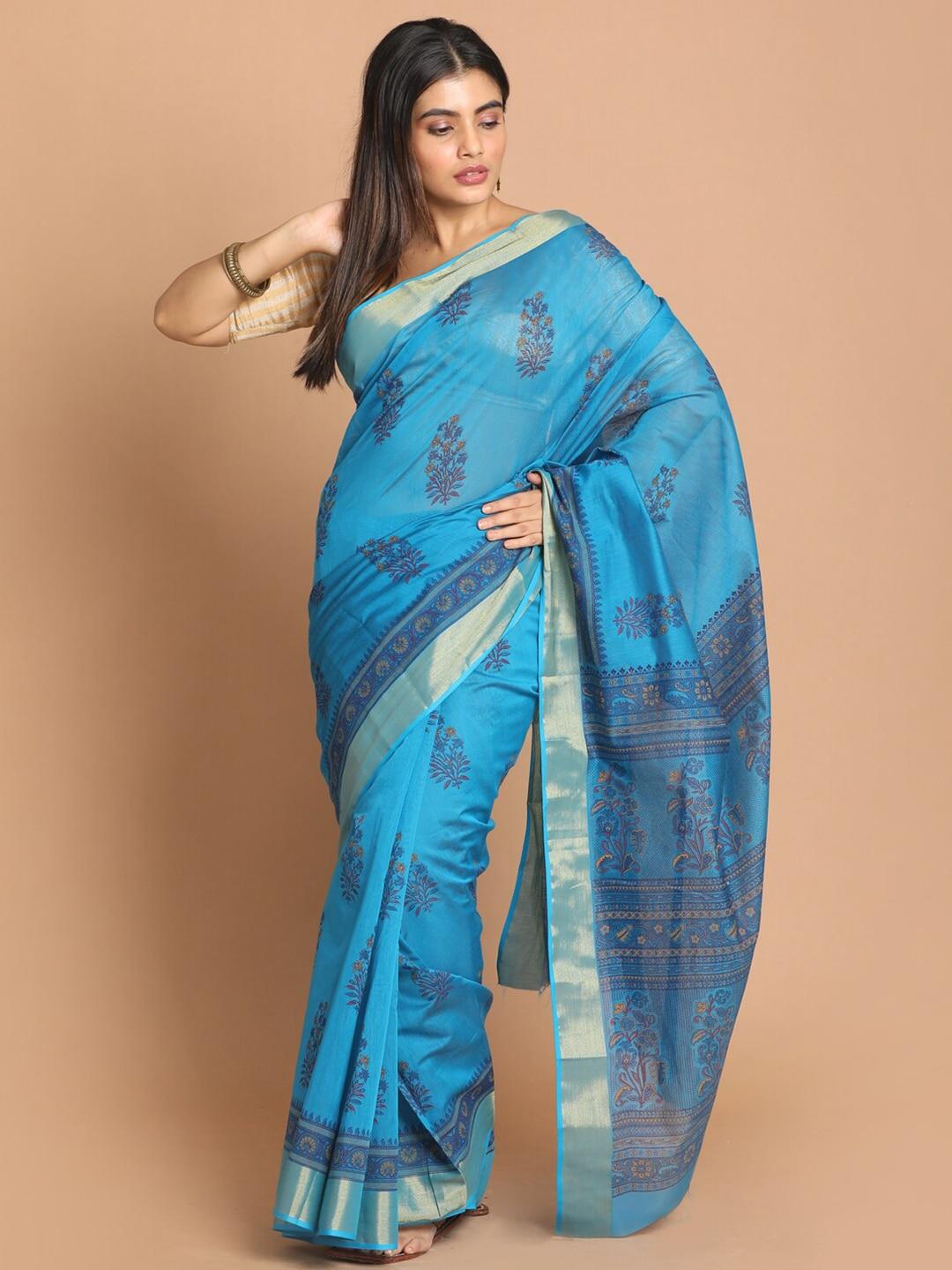 indethnic-blue-&-red-ethnic-motifs-saree