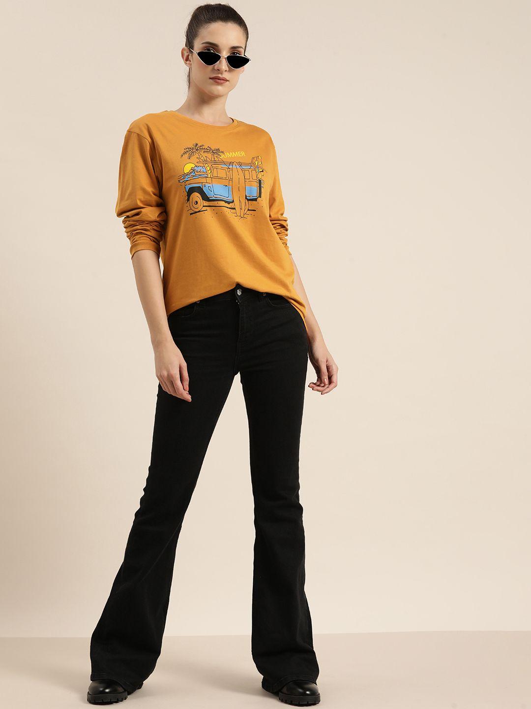 dillinger-women-mustard-yellow-graphic-printed-drop-shoulder-sleeves-cotton-loose-t-shirt