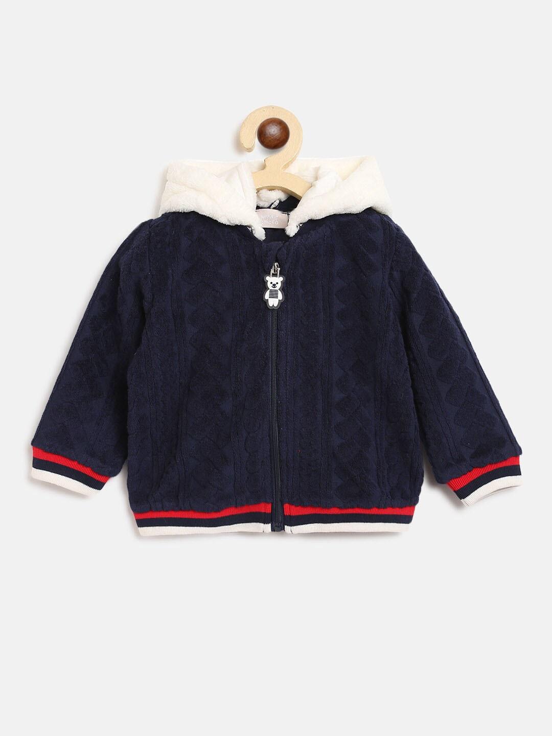 chicco-boys-navy-blue-&-off-white-front-open-sweater-with-detachable-hood