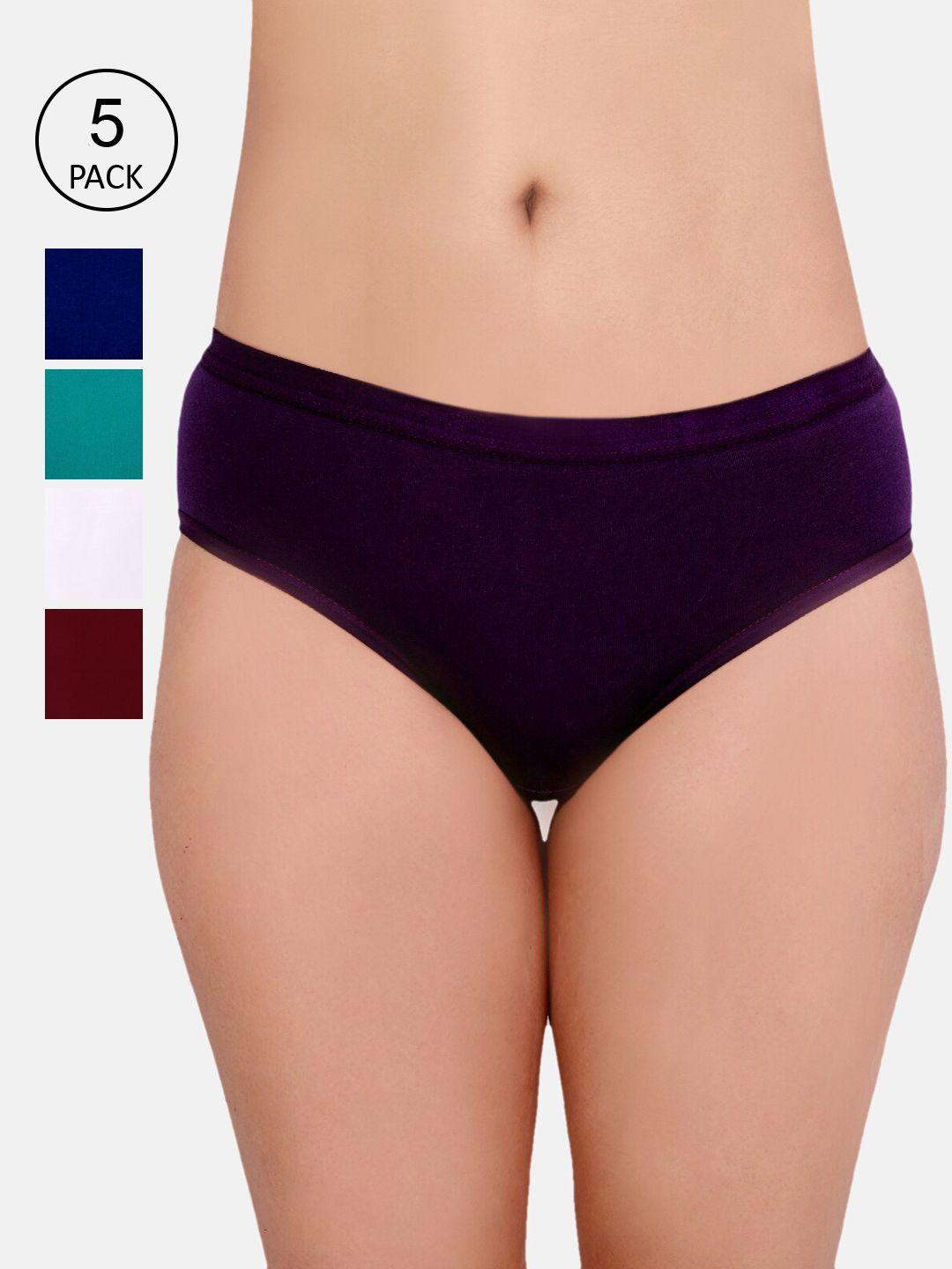 DressBerry Women Pack Of 5 Solid Cotton Hipster Briefs DB-SD-5PP-HP8